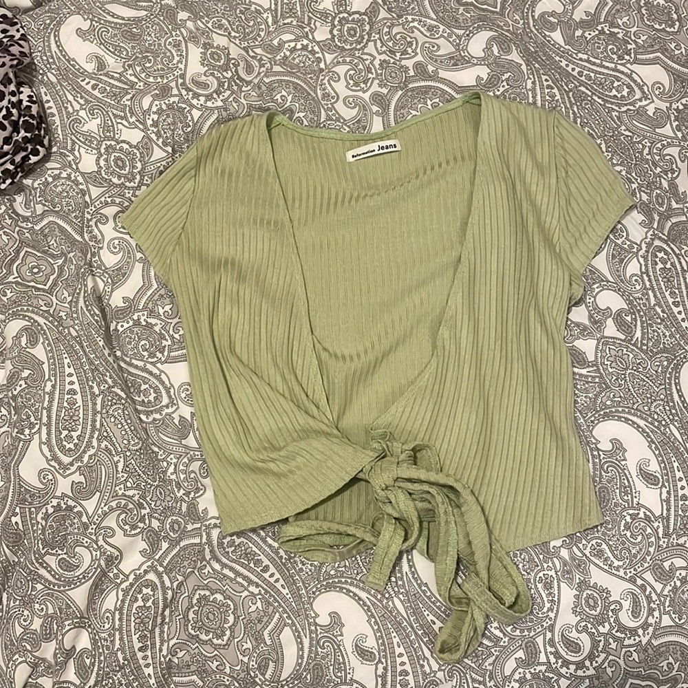 Green reformation petalo crop top size XS